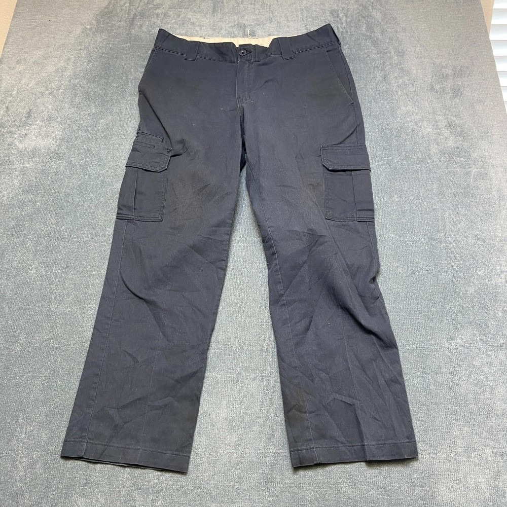 Dickies Flex Cargo Pants Mens 36x30 Navy Blue Cotton Regular Fit Straight Leg